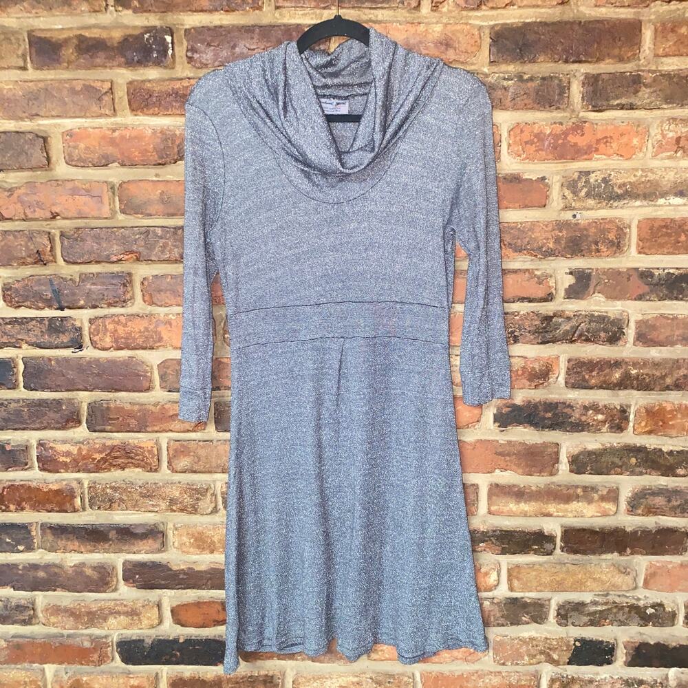 Michael Stars Gray Silver Shimmer Cowl Neck Mini Dress Women's One Size